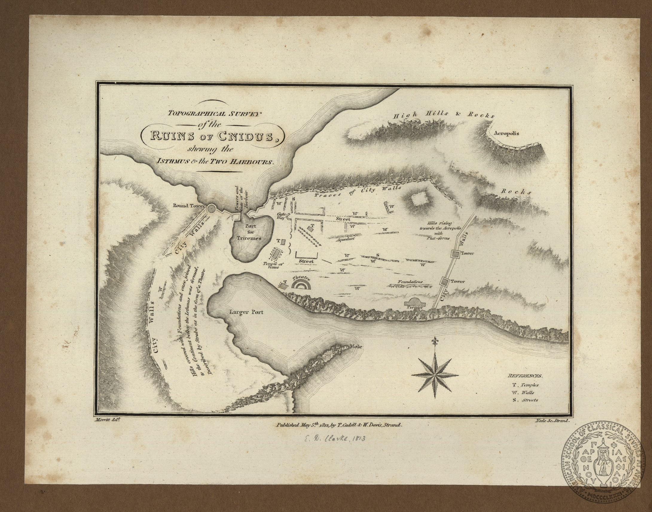Topographical survey of the ruins of Cnidus, shewing the isthmus & the two harbours.